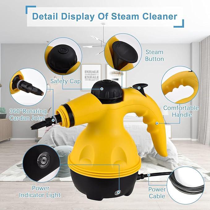 DENX DX2563 Portable 9-in-1 Handheld Steam Cleaner for Home