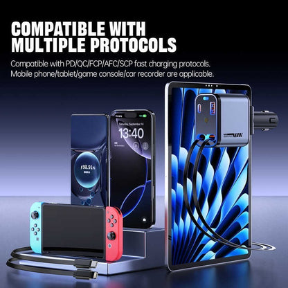 Ultimate Retractable Car Charger: USB-C and Lightning Fast Charging Solution